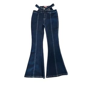Dolls Kill x Bratz Flare Glitter Jeans Cutout High Rise Bell Bottom Denim M